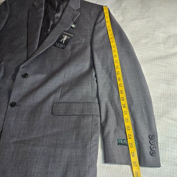 NWT Lauren Ralph Lauren Ultraflex 100% Wool Gray Sport Coat Blazer 46L - Picture 14 of 16